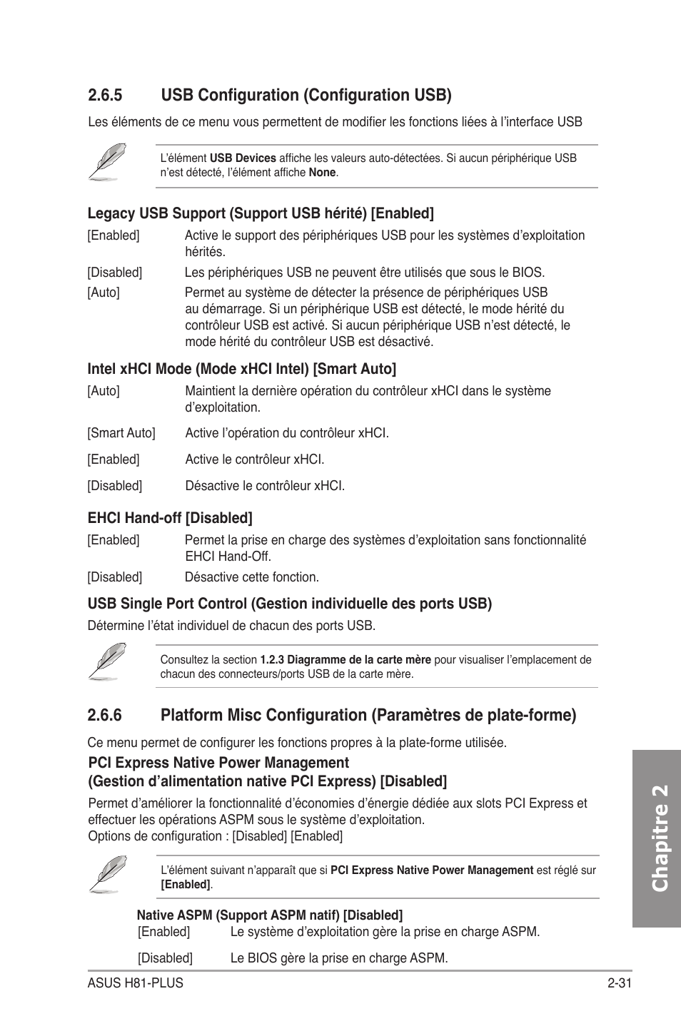 Chapit re 2, 5 usb configuration (configuration usb) | Asus H81-PLUS Manuel  d'utilisation | Page 60 / 79