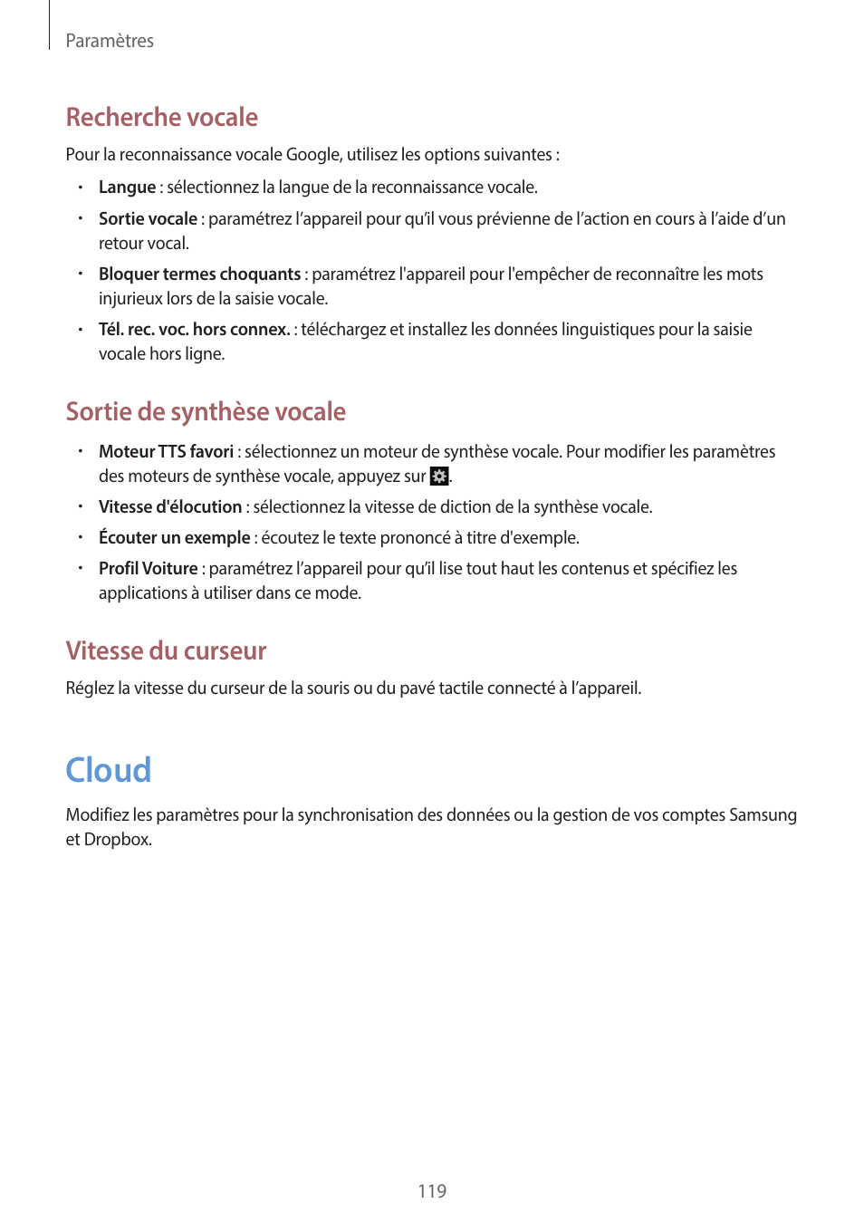 119 Cloud Cloud Recherche Vocale Samsung Ek Gc110 Manuel D Utilisation Page 119 132 Mode Original