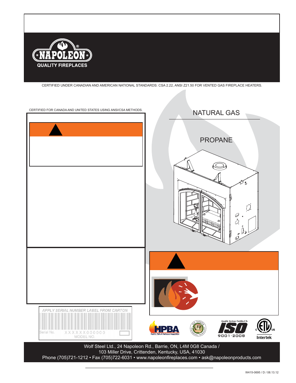 Napoleon Fireplaces Madison Gd80 Manuel D Utilisation Pages 120