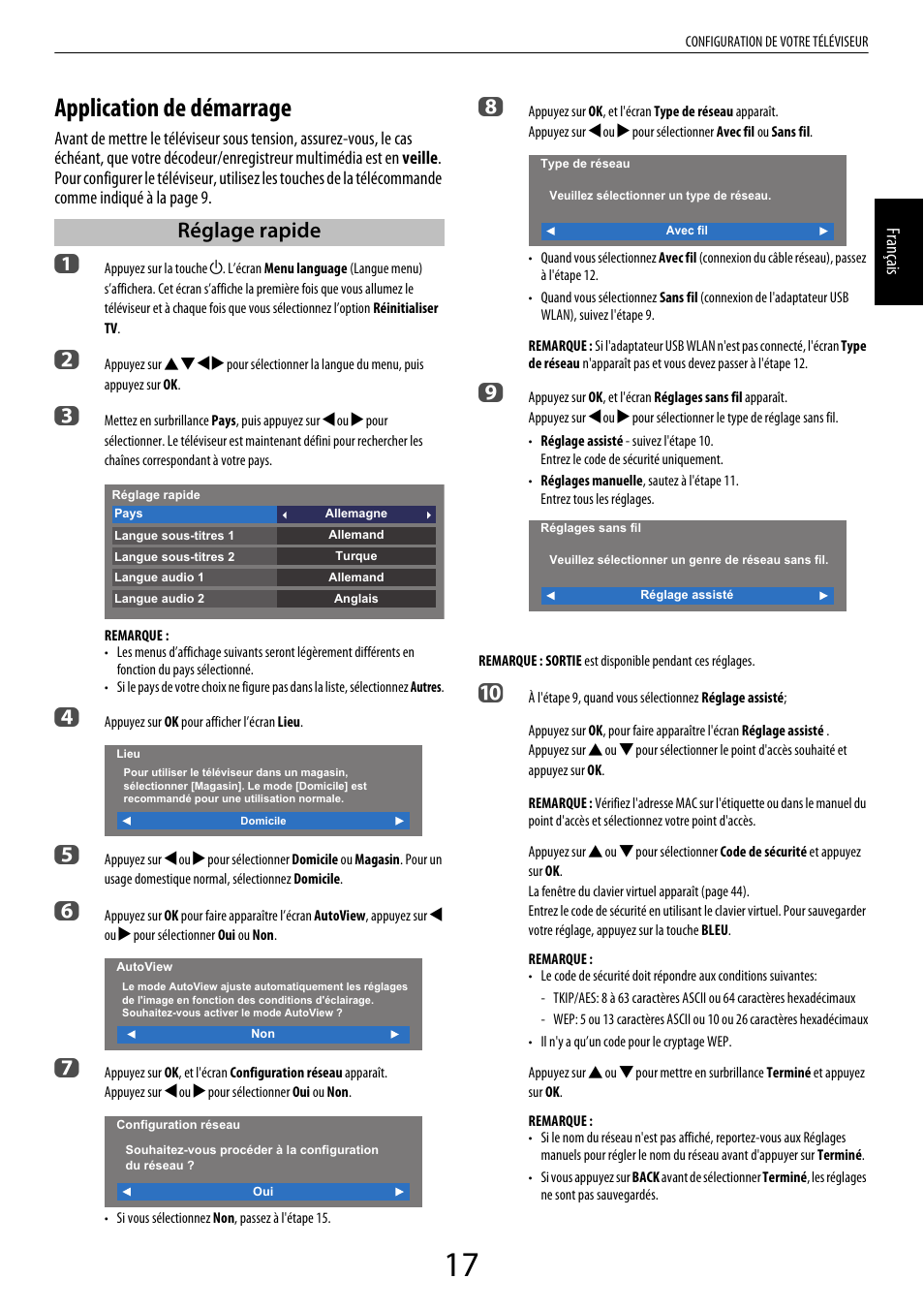 Configuration De Votre Televiseur Application De Demarrage Reglage Rapide Toshiba Ml933 Manuel D Utilisation Page 17 90