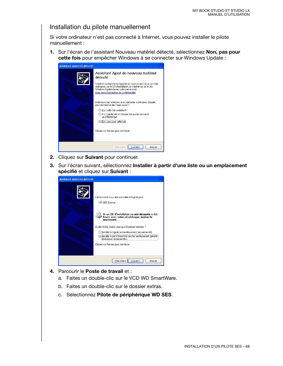 Installation du pilote manuellement | Western Digital My Book Studio/Studio  LX User Manual Manuel d'utilisation | Page 73 / 85