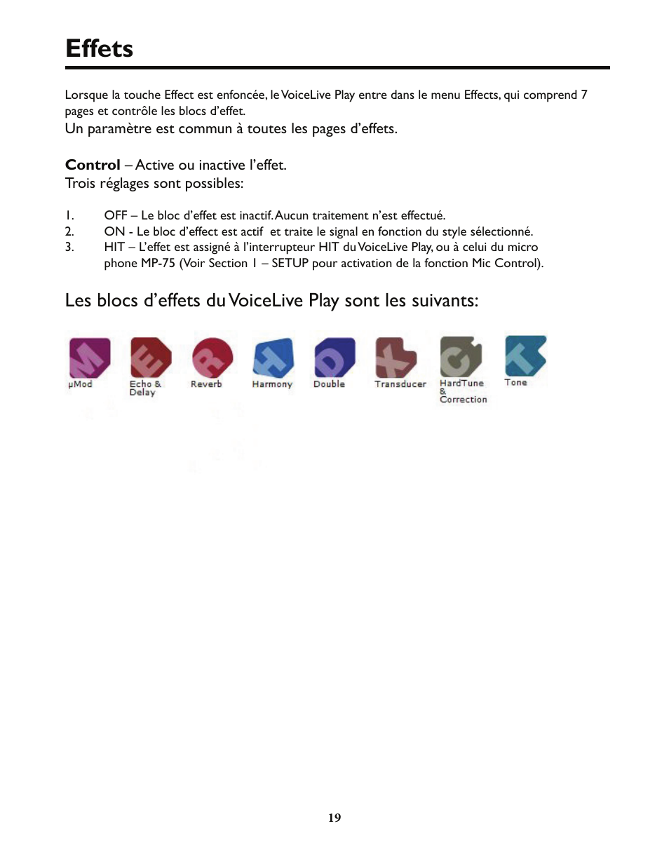 Effets Tc Helicon Voicelive Play Details Manual Manuel D Utilisation Page 19 32 Mode Original