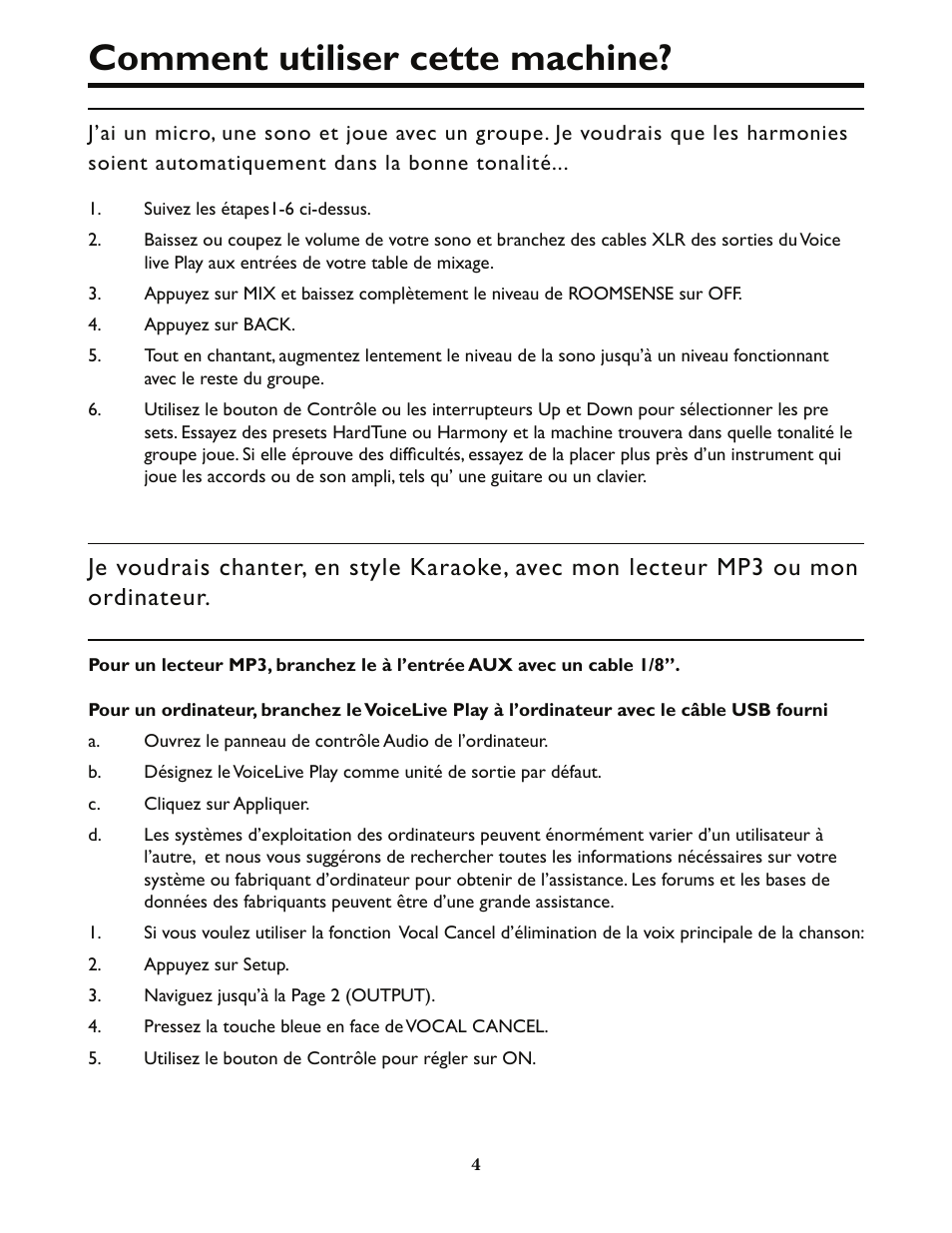 Comment Utiliser Cette Machine Tc Helicon Voicelive Play Details Manual Manuel D Utilisation Page 4 32 Mode Original