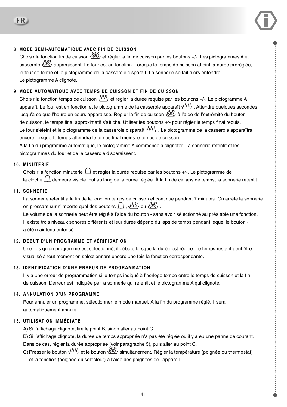 Fr R F Fr R Ilve Upsi76mp Induction Manuel D Utilisation Page 41 48 Mode Original