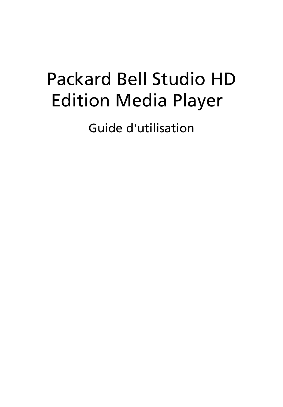 PACKARD BELL Studio HD Manuel d'utilisation | Pages: 46